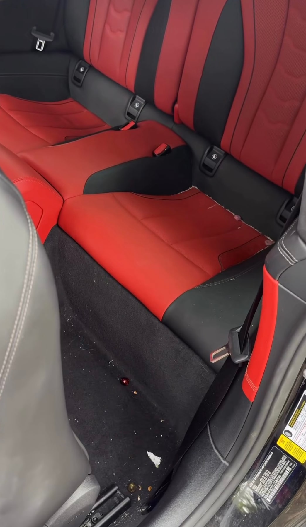 Sedili posteriori BMW prima della pulizia